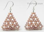 Lavender triangle fresh water pearl cluster earrings on sale