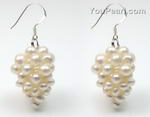 Wholesale fresh water pearl white grape cluster earrings