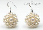 Fresh water pearl white disc cluster earrings discount sale