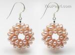 Fresh water pearl lavender round cluster discounted earrings wholesale