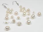 8-9mm white potato freshwater illusion pearl earrings wholesale