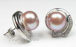 10-11mm sterling silver lavender pearl stud earrings discount sale