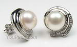 10-11mm 925 silver freshwater white pearl stud earrings on sale