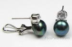 9-10mm fresh water black pearl stud earrings online sale, sterling silver