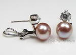 9-10mm lavender cultured pearl, silver earring studs bulk discount sale