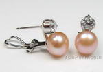 9-10mm pink fresh water pearl silver stud earrings factory direct wholesale