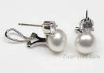 9-10mm cultured white pearl earring studs online wholesale, sterling silver