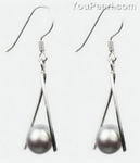 Sterling pearl earrings direct sale, lavender cultured fresh water pearls