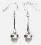 7-8mm cultured white pearl flower bud earrings buy online, 925 silver