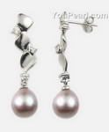 7-8mm lavender freshwater pearl drop earring factory direct sale