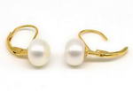 8-9mm white pearl leverback earrings onsale, sterling silver 14K gold plated