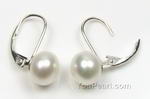 8-9mm white pearl leverback earrings discounted sale, sterling silver