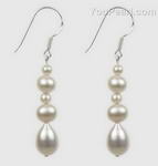 Cultured pearl drop earrings on sale, white freshwater pearl, 925 silver
