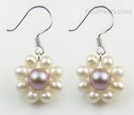 Pearl drop earrings on sale, multicolor freshwater pearls, 925 silver