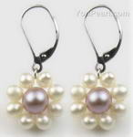Pearl lever back earrings buy bulk, cultured pearls, sterling silver