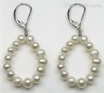 Lever back drop earrings for sale, white cultured pearls, 925 silver