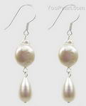 Coin pearl drop earrings, 925 silver, cultured freshwater pearl sale
