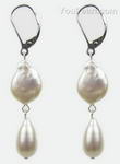 Coin lever back drop pearl earrings, silver cultured pearl for sale online