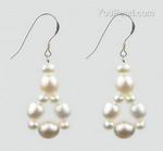 White cultured fresh water pearl drop earrings buy online, 925 silver