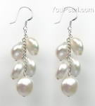 White coin freshwater pearl earrings for sale online, sterling silver