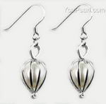 Sterling silver cage white wish pearl earrings onsale, 7-8mm
