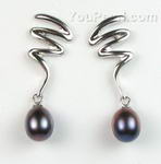 Sterling stud earrings of peacock freshwater pearl on sale, 7-8mm