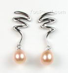 925 silver pink cultured freshwater pearl stud earrings buy bulk, 7-8mm