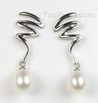 White cultured freshwater pearl stud earrings buy online, 925 silver, 7-8mm