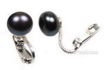 8-9mm quality clip earrings, black non-pierce pearl earrings wholesale