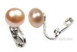8-9mm pink pearl quality clip earrings for non-pierced ears on sale