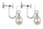 Sterling white freshwater pearl screw non-pierced earrings, 7-8mm