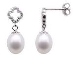 Freshwater pearl white drop earrings on sale, sterling silver, 7-8mm