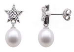 Sterling 925 silver fresh water pearl star stud earrings bulk sale, 7-8mm
