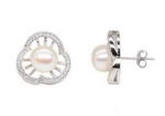 Freshwater white pearl stud earrings discounted sale, 925 silver, 8-9mm