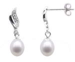 Freshwater pearl drop bridal earrings on sale, sterling silver, 7-8mm