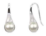 Sterling silver white freshwater pearl drop earrings wholesale, 8-9mm