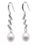 Freshwater dangle pearl earrings on sale, sterling silver, 7-8mm