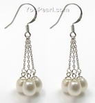 Triple pearl white teardrop freshwater pearl earrings wholesale