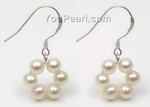 5-6mm white potato sterling silver fresh water pearl earrings wholesale