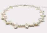 Wholesale potato n biwa pearl necklace, 925 silver, 4-5mm