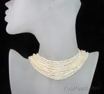 12 strands white seed pearl choker necklace for sale
