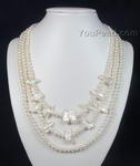 Triple strand white biwa n potato pearl necklace for sale
