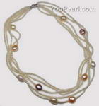 Five strand seed pearl necklace with plump pearls on sale, 2.5-3mm