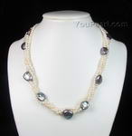 Fresh water three strand cultured coin pearl twisted necklace on sale