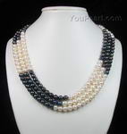 Triple strand black n white potato pearl necklace buy direct