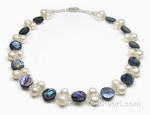Abalone/paua shell, white pearl necklace on sale