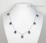 Sterling silver black pearl necklace whole sale online, 7-8mm