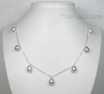 Lavender pearl 925 silver chain necklace discount sale, 7-8mm