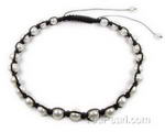 White freshwater pearl shamballa necklace wholesale, 10mm