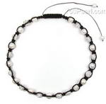 White freshwater pearl shamballa crystal ball necklace on sale, 10mm